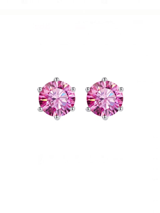 1 carat [Pink Mosonite] 925 Sterling Silver Moissanite Geometric Dainty Stud Earring